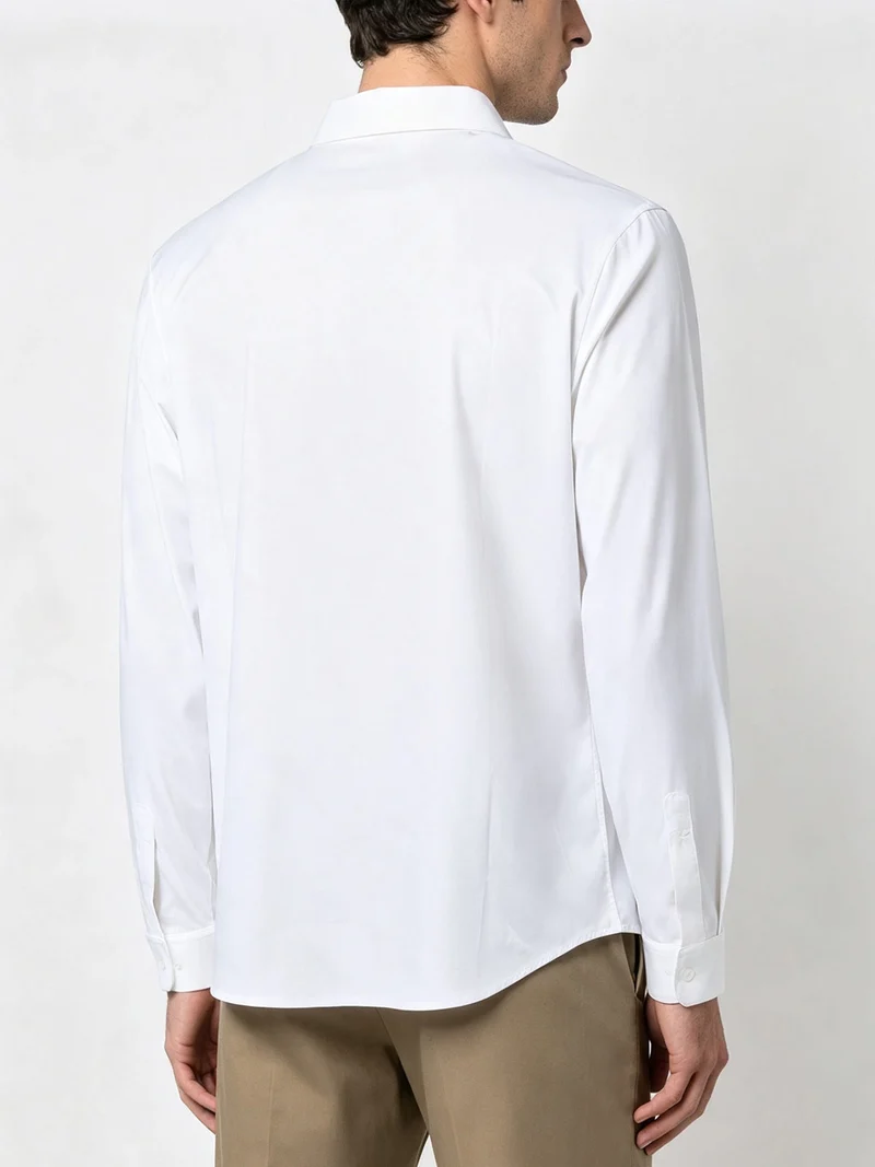 Camicia da uomo a maniche lunghe in tessuto elasticizzato - bianco
