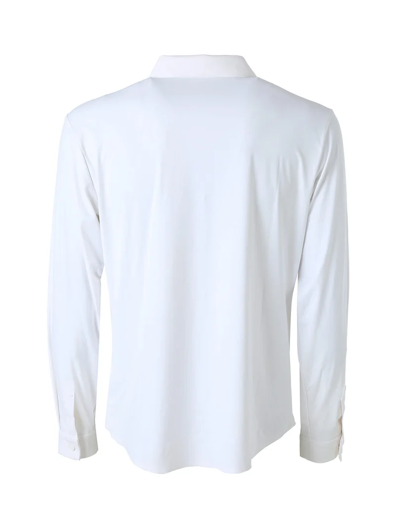 Camicia da uomo a maniche lunghe in tessuto elasticizzato - bianco