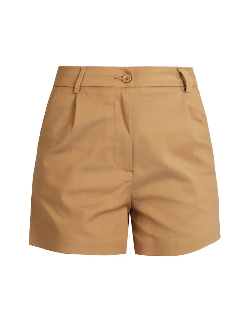 Shorts donna a vita alta - marrone