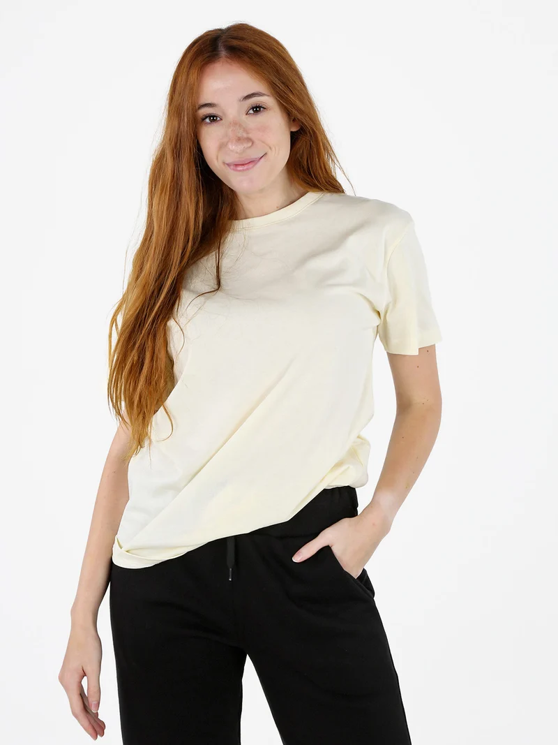 T-shirt donna con stampa logo sul retro - panna