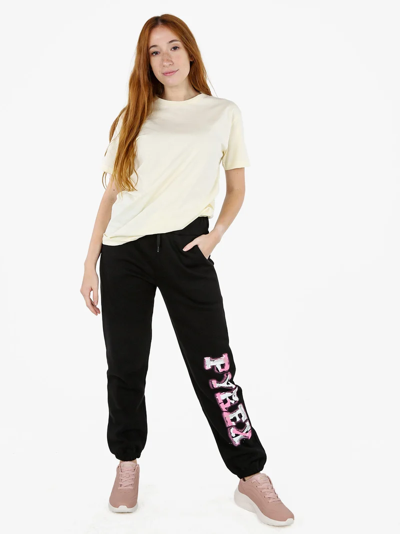 T-shirt donna con stampa logo sul retro - panna