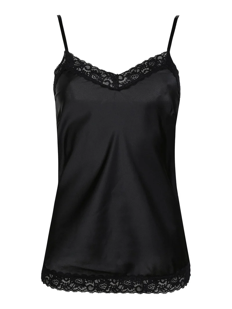Top donna con pizzo - nero