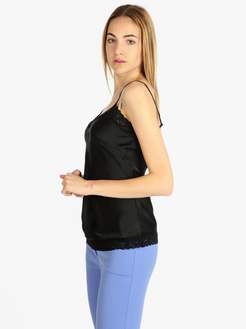 Top donna con pizzo - nero