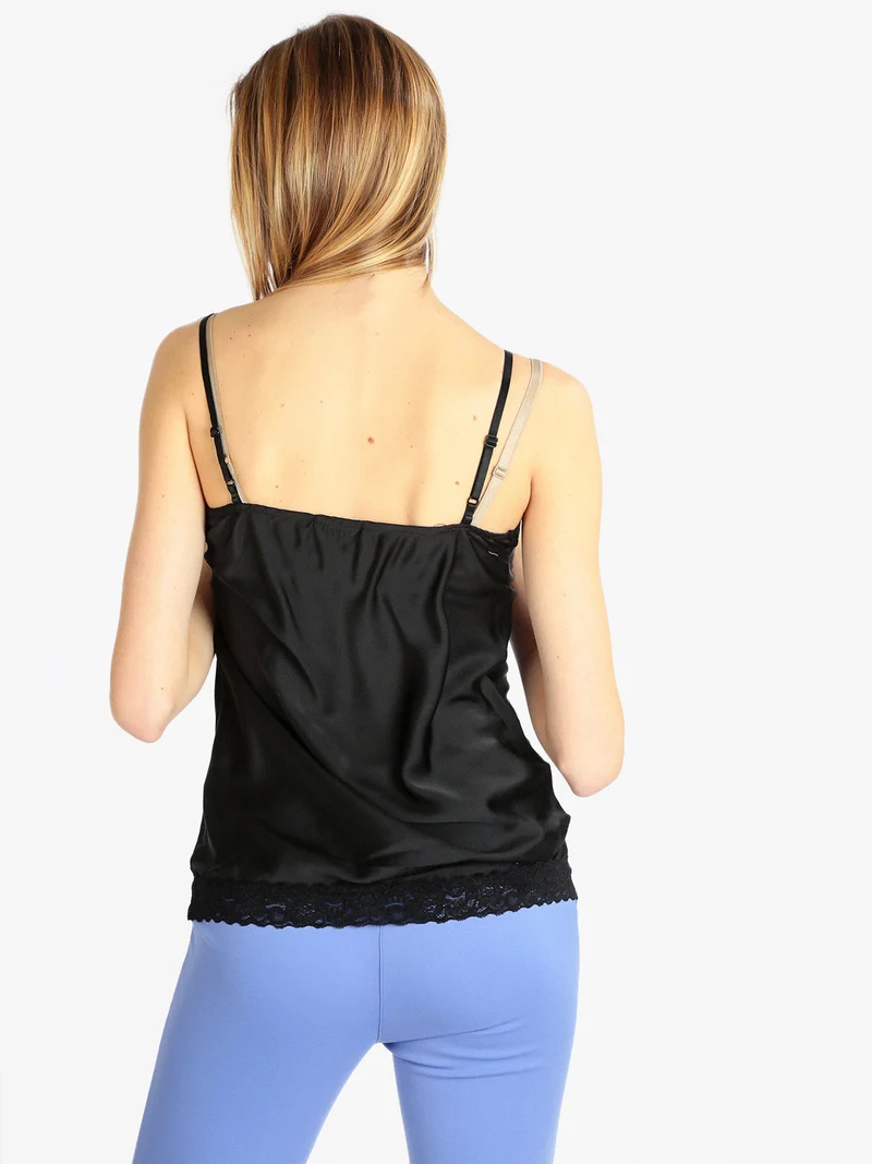 Top donna con pizzo - nero