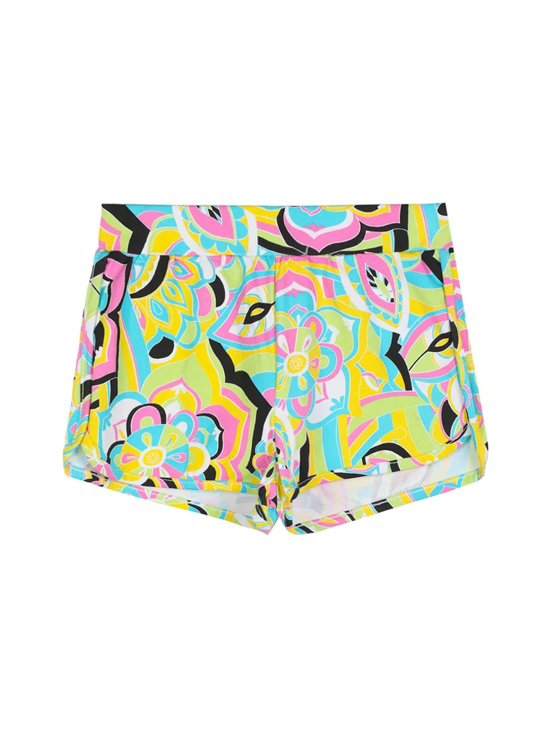 Shorts in cotone da bambina con stampe - giallo