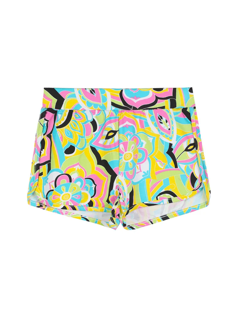 Shorts in cotone da bambina con stampe - giallo