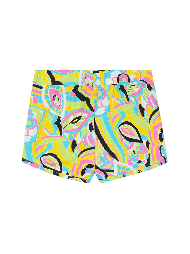 Shorts in cotone da bambina con stampe - giallo