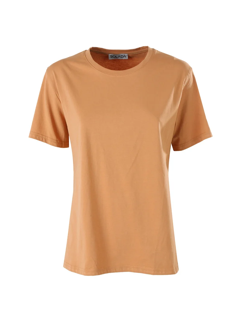 T-shirt donna oversize in cotone - cammello