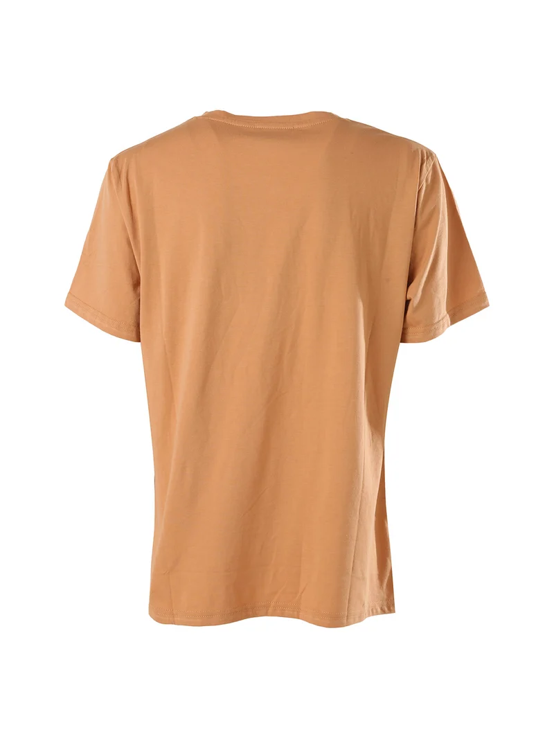T-shirt donna oversize in cotone - cammello