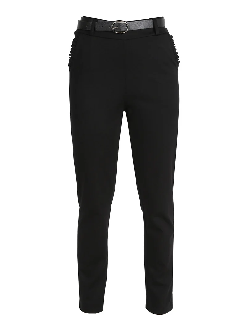 Pantaloni donna casual a vita alta - nero