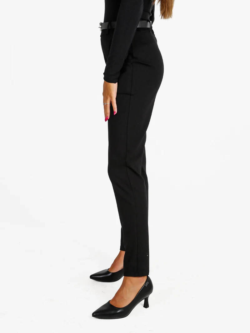 Pantaloni donna casual a vita alta - nero