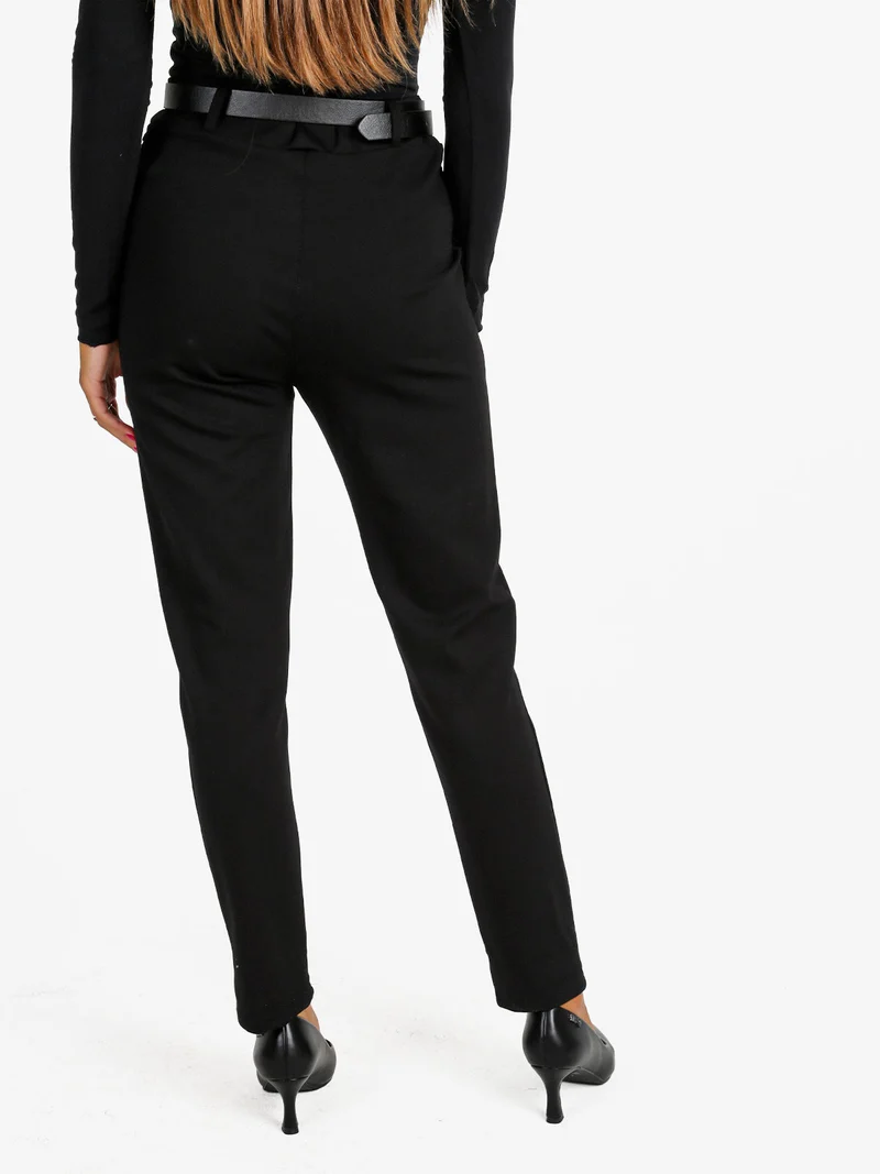 Pantaloni donna casual a vita alta - nero