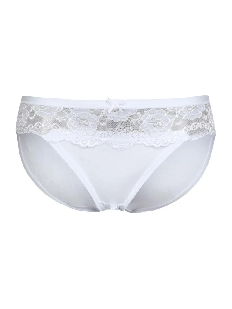 Slip in cotone con pizzo - bianco