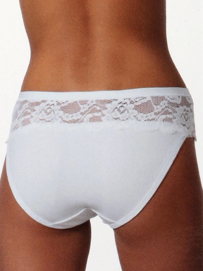 Slip in cotone con pizzo - bianco
