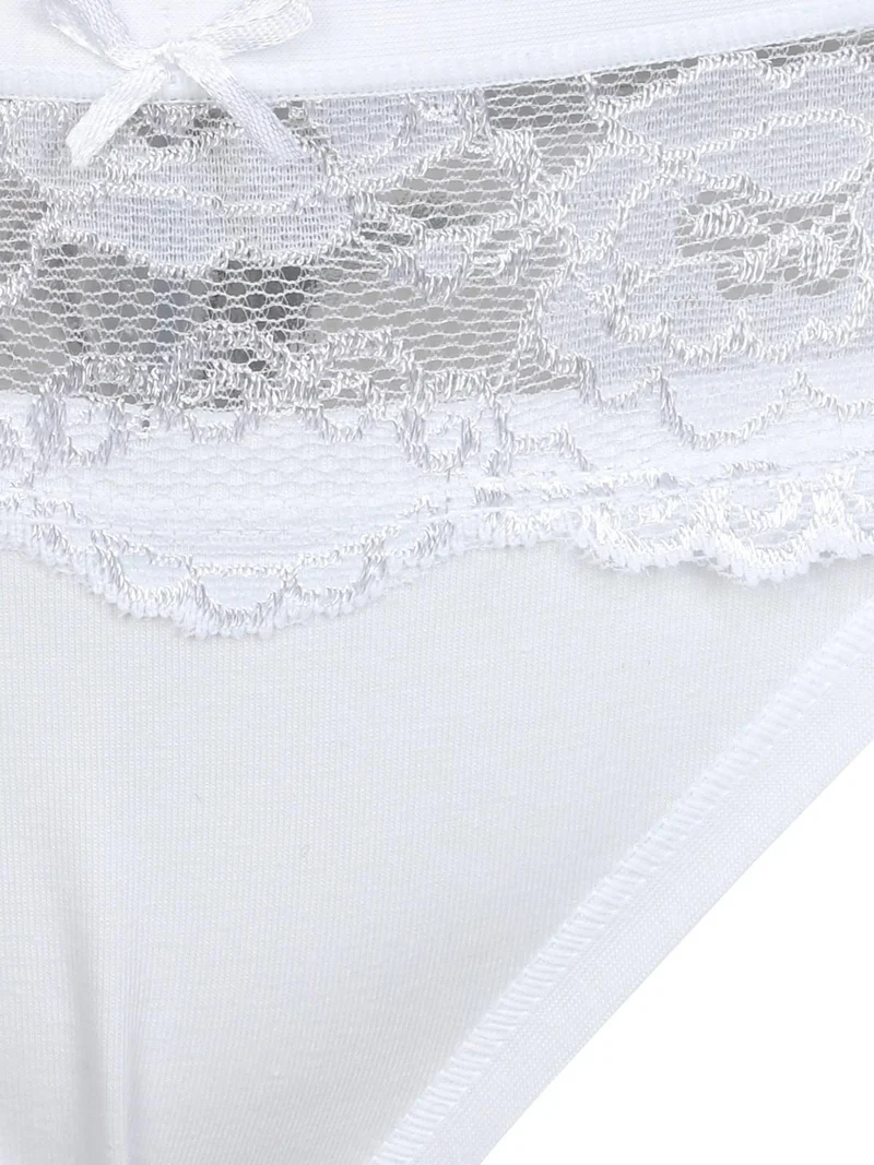Slip in cotone con pizzo - bianco