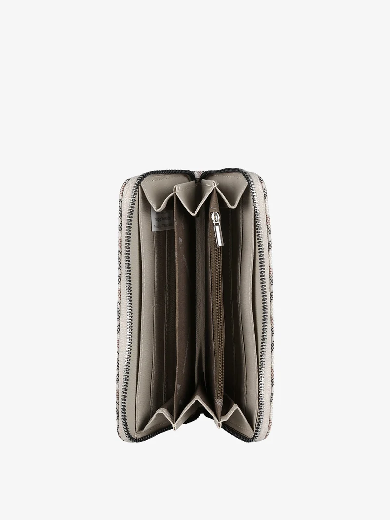 Portafoglio rettangolare da donna con stampe - khaki