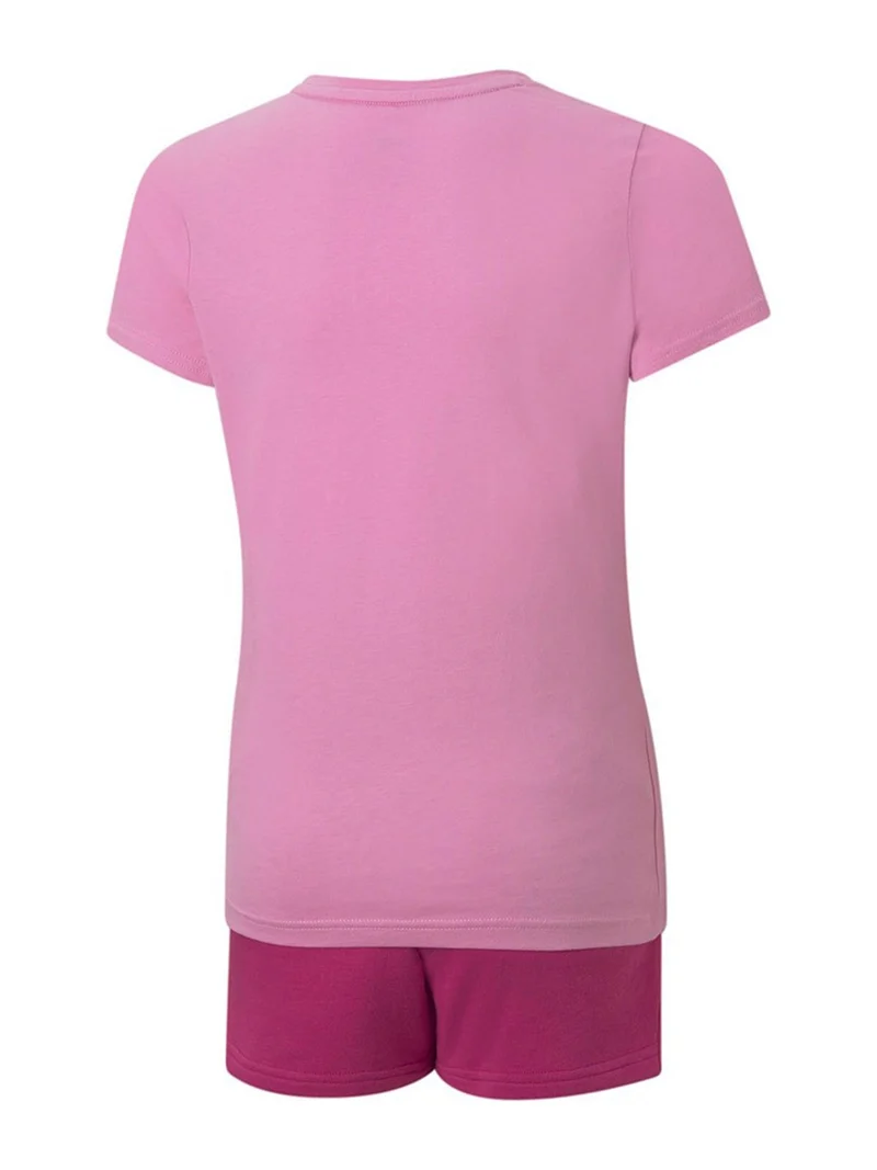 Completo sportivo corto da bambina in cotone - rosa