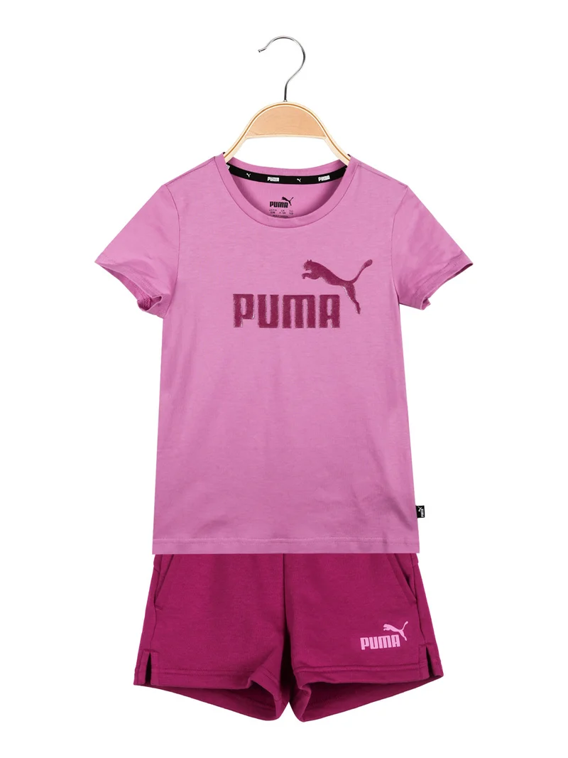 Completo sportivo corto da bambina in cotone - rosa