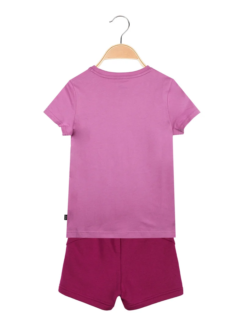 Completo sportivo corto da bambina in cotone - rosa