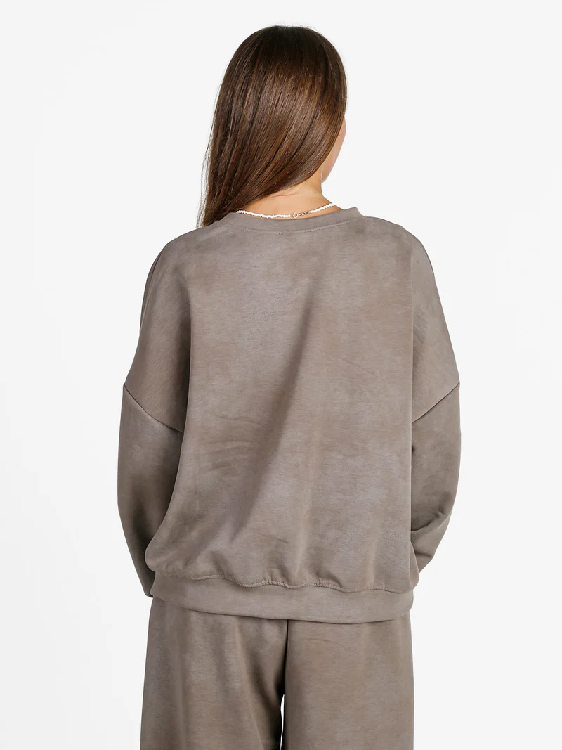 Felpa donna girocollo oversize - fango