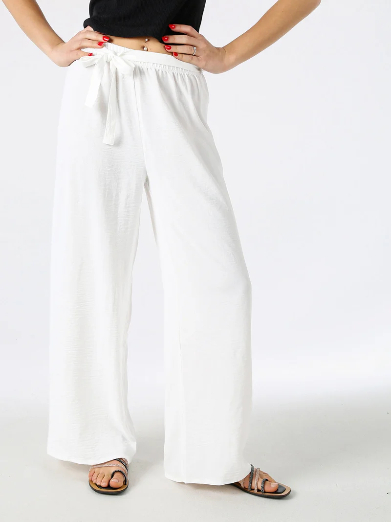 Pantaloni donna a palazzo in crèpe - bianco