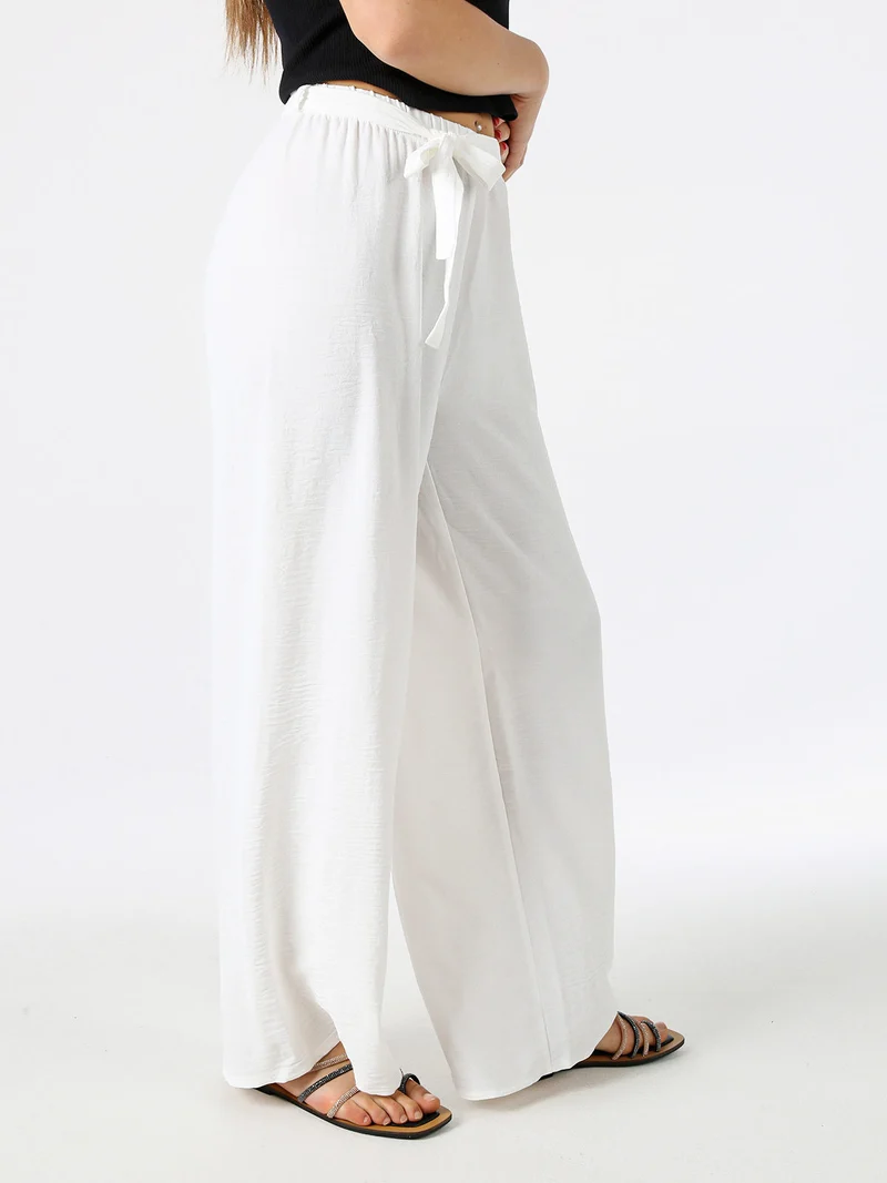 Pantaloni donna a palazzo in crèpe - bianco