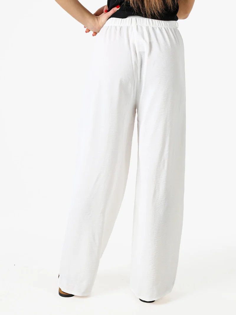 Pantaloni donna a palazzo in crèpe - bianco