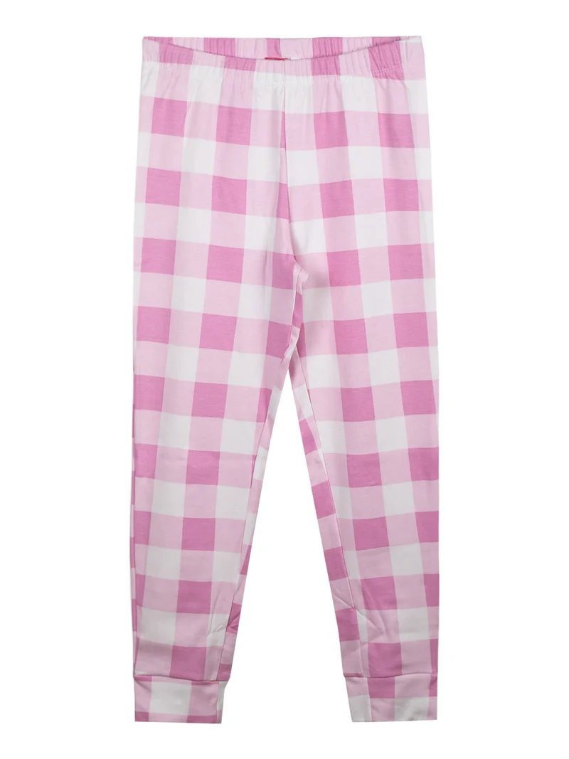 Pigiama lungo da bambina in cotone interlock - bianco