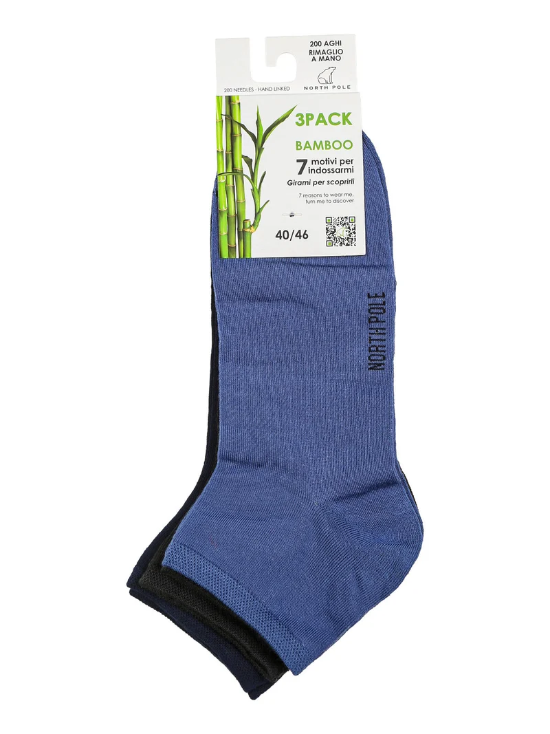 Confezione da 3 paia di calze corte da uomo in bamboo - antracite