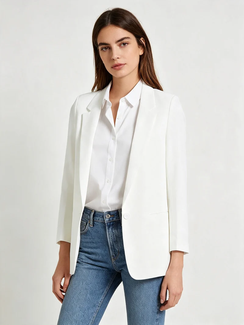 Blazer donna con bottone - bianco