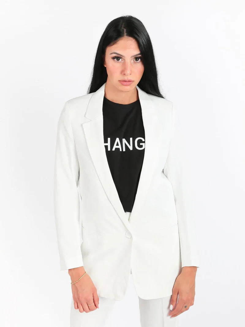 Blazer donna con bottone - bianco