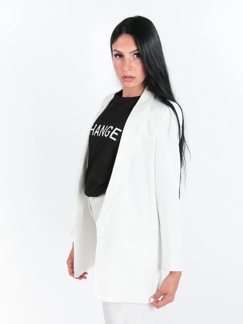 Blazer donna con bottone - bianco