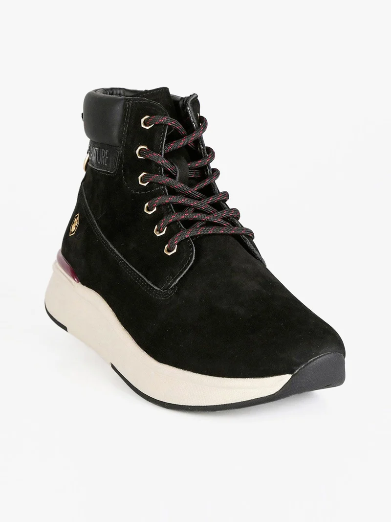 MERYL Scarponcini in pelle scamosciati con platform - nero
