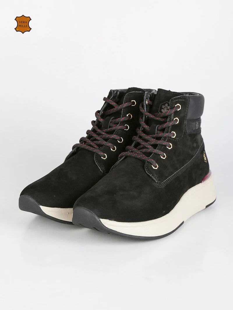 MERYL Scarponcini in pelle scamosciati con platform - nero