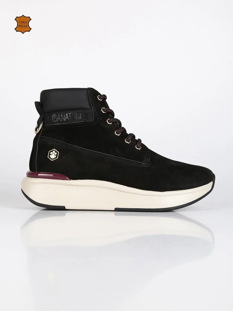 MERYL Scarponcini in pelle scamosciati con platform - nero