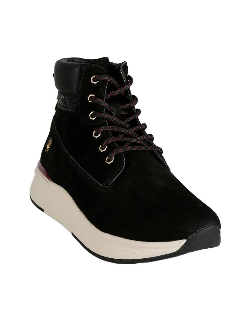 MERYL Scarponcini in pelle scamosciati con platform - nero