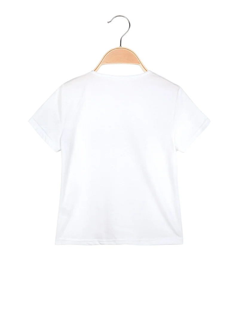 T-shirt da bambina con scritta brillantinata - bianco