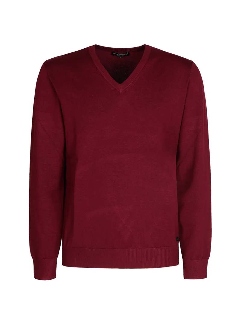 Pullover uomo in maglia scollo a V - bordeaux