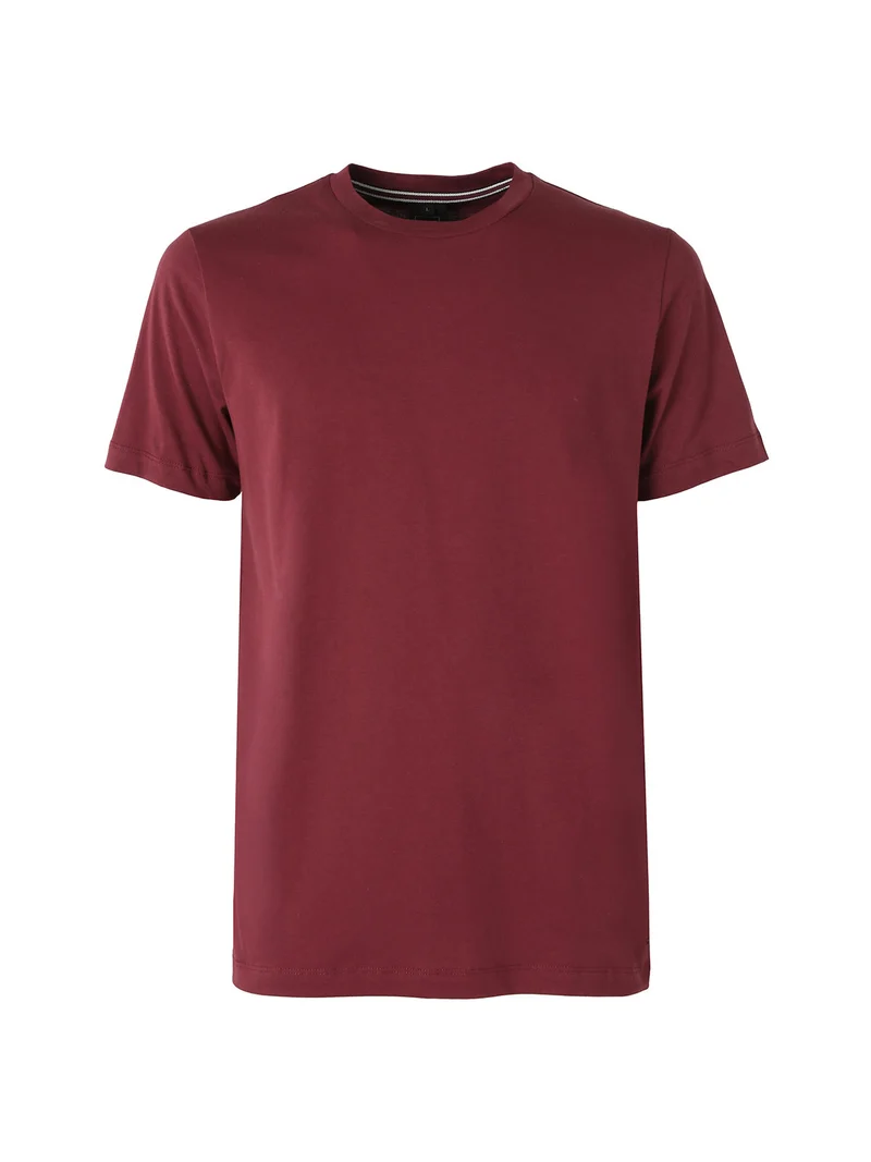 T-shirt girocollo da uomo in cotone - bordeaux