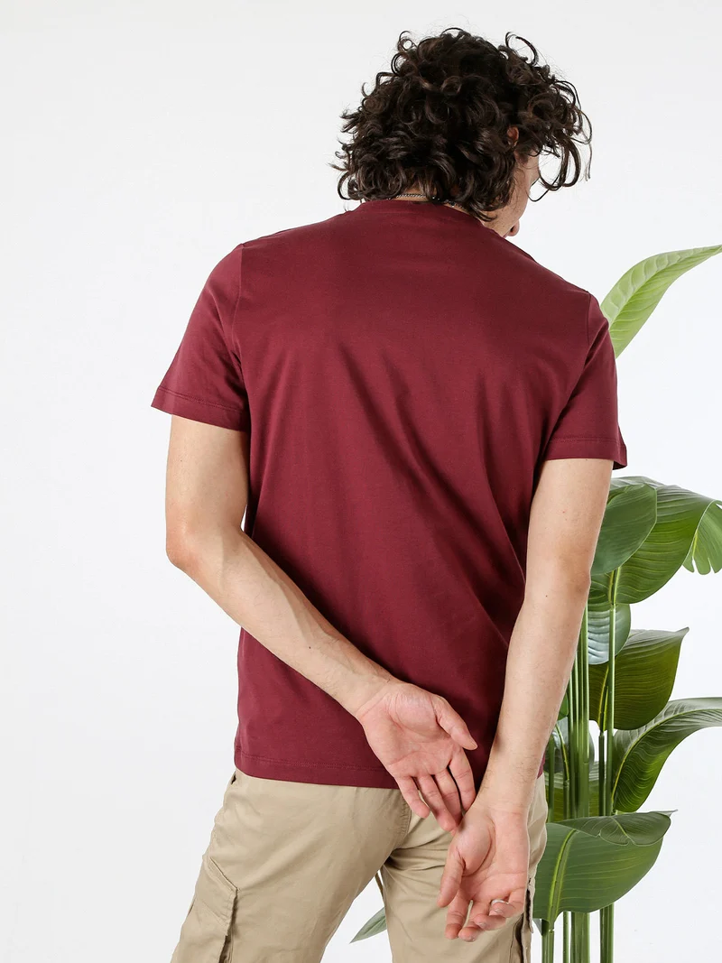 T-shirt girocollo da uomo in cotone - bordeaux