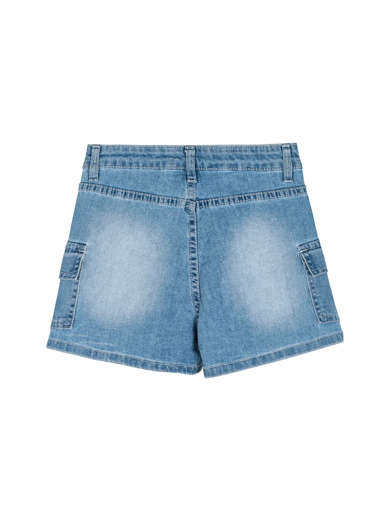 Shorts in jeans da bambina con tasconi laterali - jeans