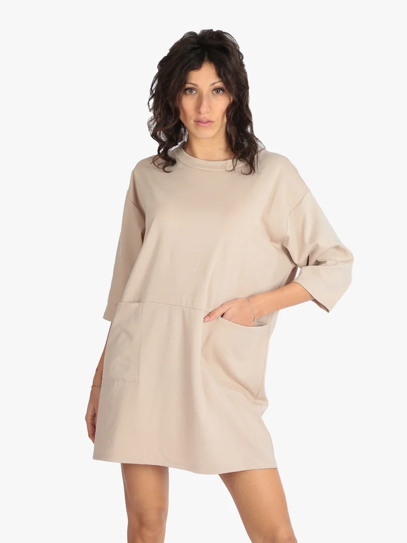 Vestito in maglia modello oversize - beige