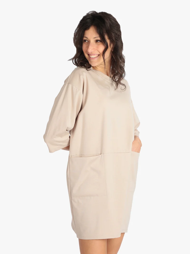 Vestito in maglia modello oversize - beige