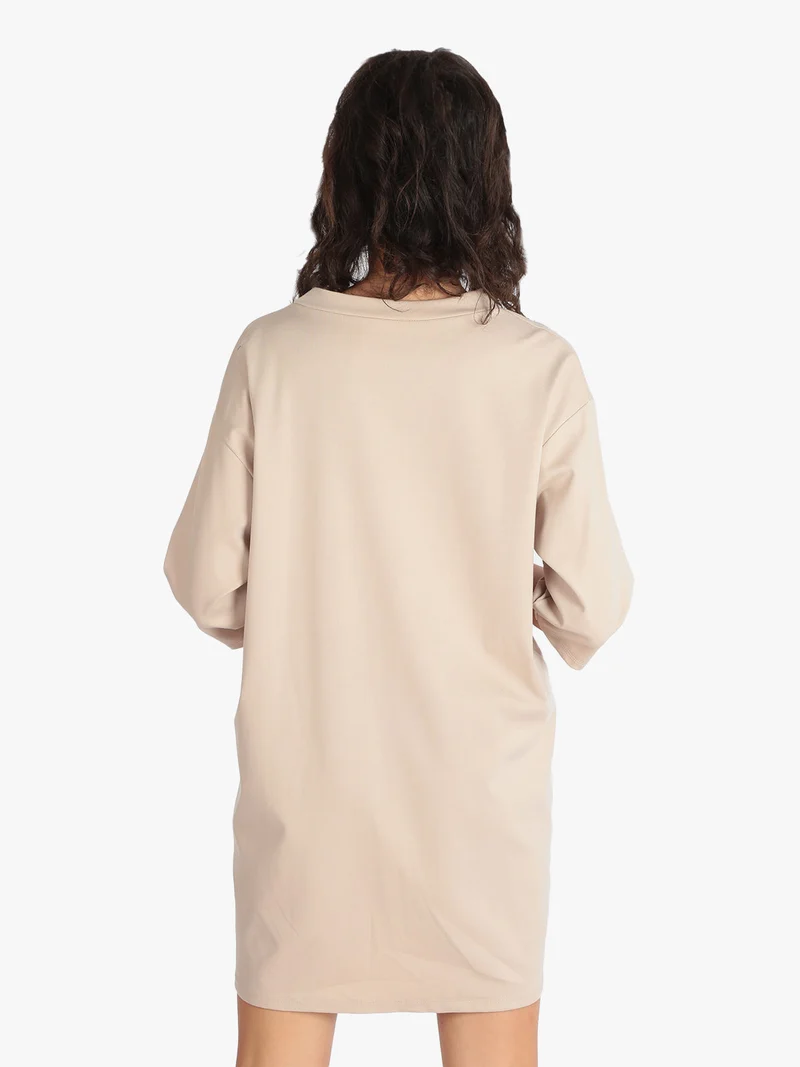 Vestito in maglia modello oversize - beige