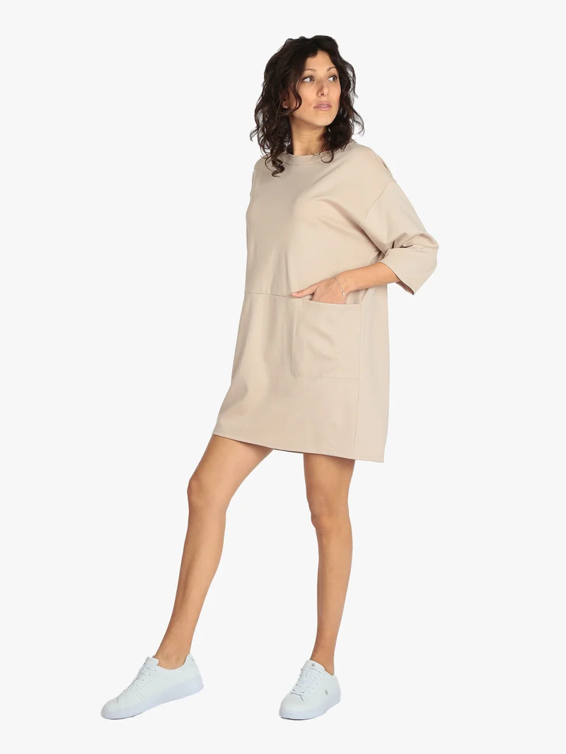 Vestito in maglia modello oversize - beige