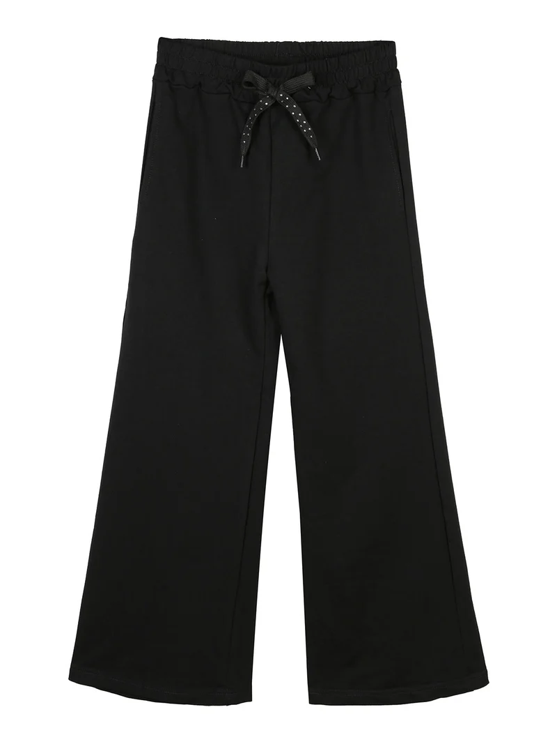Pantaloni da bambina a gamba larga in felpa - nero