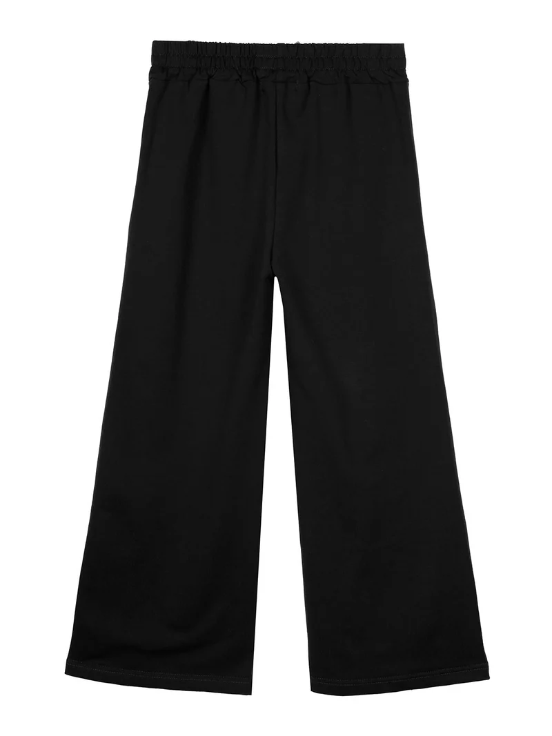 Pantaloni da bambina a gamba larga in felpa - nero