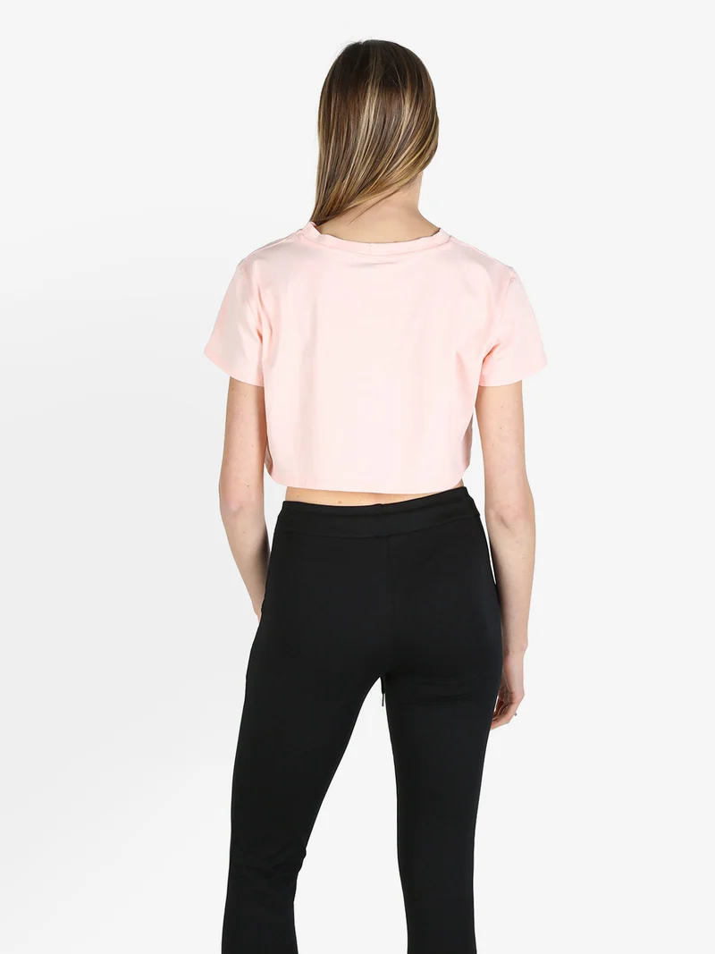 T-shirt crop da donna in cotone - rosa
