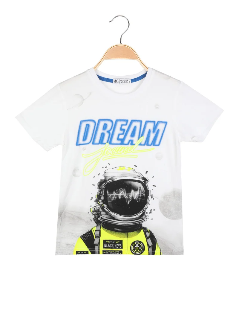 T-shirt manica corta da bambino con disegni - bianco