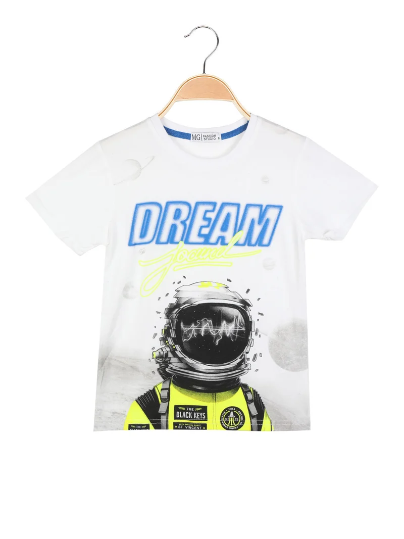 T-shirt manica corta da bambino con disegni - bianco